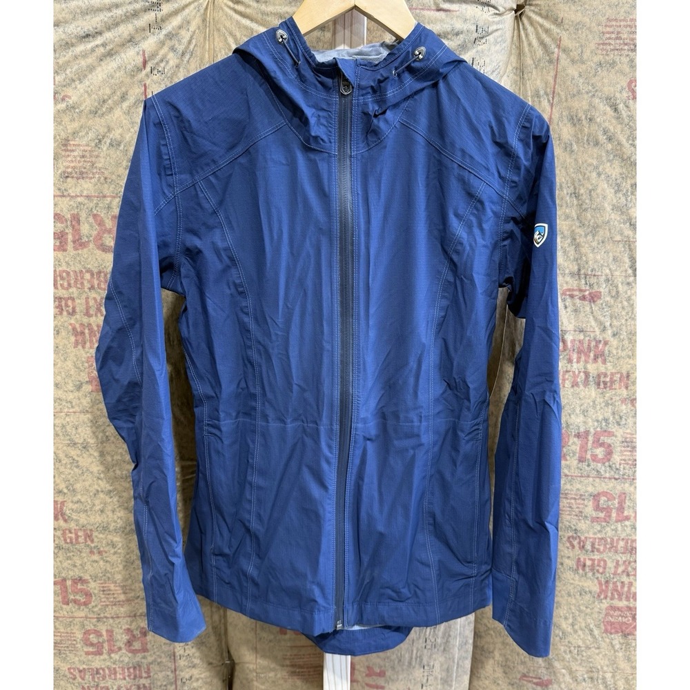 KUHL‎ Projekt Rain Jacket Womens Small Blue Hooded Full Zip Nylon Shell